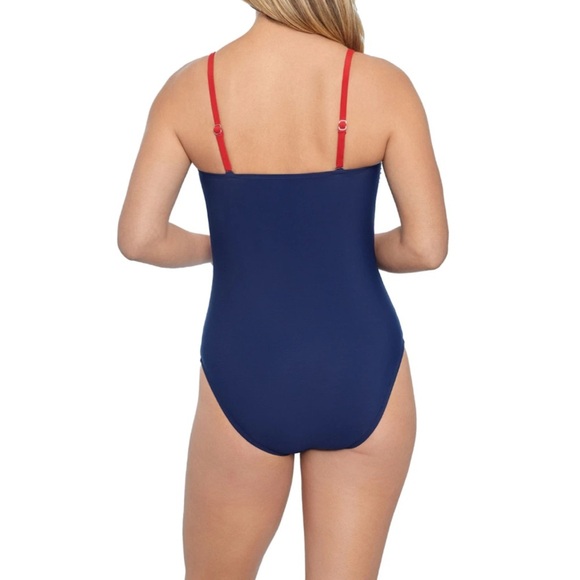 Sonnet Shores Women’s One Piece Swimsuit Womens Sizes 16 Blue and Red NWT - Picture 2 of 14